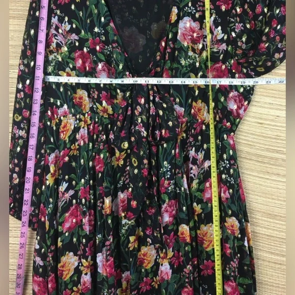 J.Crew Tie Front Lurex Floral Maxi Dress Boho Long Sleeve Romantic Size XL - Picture 10 of 11